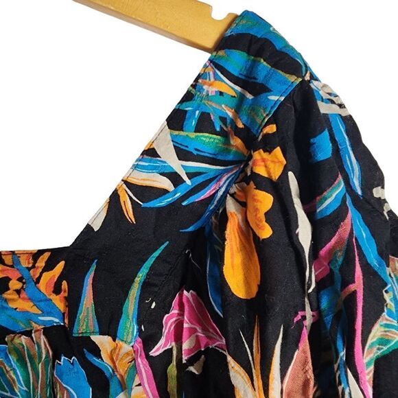 Terra & sky Women’s floral short flutter sleeves square neck top 3x - Picture 6 of 10